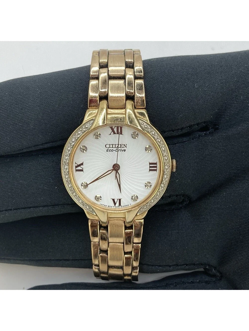 Citizen Eco-Drive Women Watch Gold Tone Diamond Accent Bezel 29mm EQ71-S085176